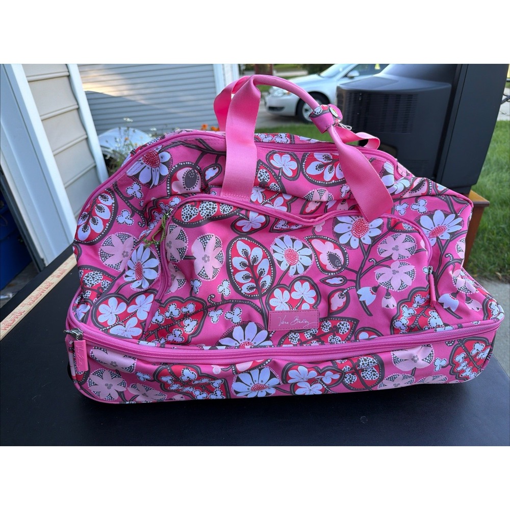 Vera Bradley Rolling Duffel Bag Carry-On Pink Swirl Paisley 15842-179 Suitcase